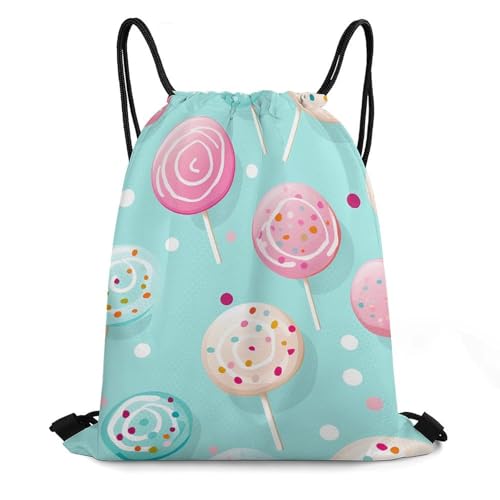 Delicious Lollipops Drawstring Backpack Durable Sport Gym Bags Daypack for Men Women 35 * 42cm