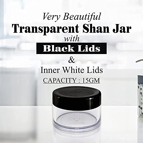 Image of Zenvista Meditech Acrylic Shan Transparent Cosmetics Container With Black Lid For Creams, Lip Balm, Body Butter, Diy, 15 G - Pack Of 5