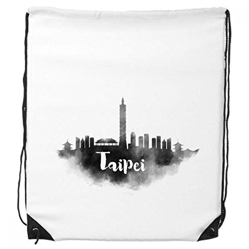 Morral del lazo con diseño de Taipéi Taiwán bolsa de deporte de tela ligera de color blanco