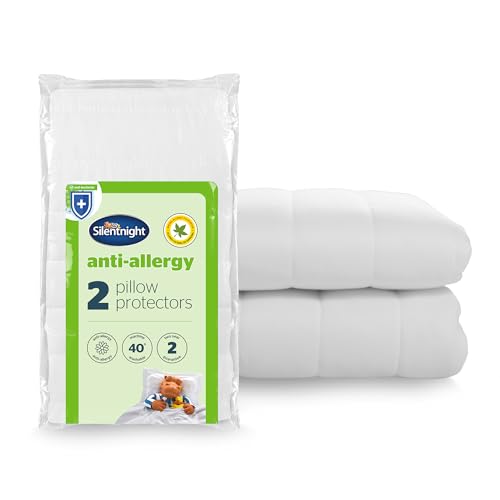 Silentnight Anti Allergy Pillow Protector - Ideal for Allergy and Asthma Sufferers Protecting Against Bacteria and Dust Mites - Machine Washable 2 Pack