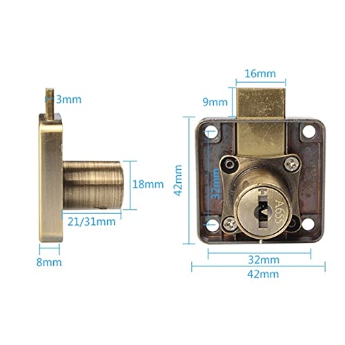 Serrure de tiroir pour meuble en bronze MMS386 avec clés individuelles