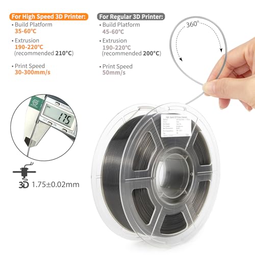 Image of iSANMATE Rapid Clear Grey PLA Filament 1.75mm, 3D Printer Filament Transparent Filament, for Bambu Lab 3D Printers, AMS, AMSLite, 1kg Spool (2.2lbs)