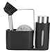 Support de distributeur de détergent, support de rangement pratique pour évier de 29,9 oz Récipient à détergent noir pour placer des torchons à vaisselle, des brosses à billes en fil