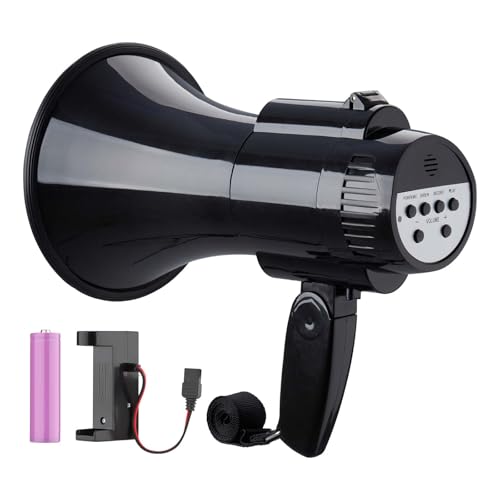 MGROLX 30W Megaphone with Chargeable Battery, Portable Bullhorn, Loud Speaker, Siren, Music and Recording(Black)