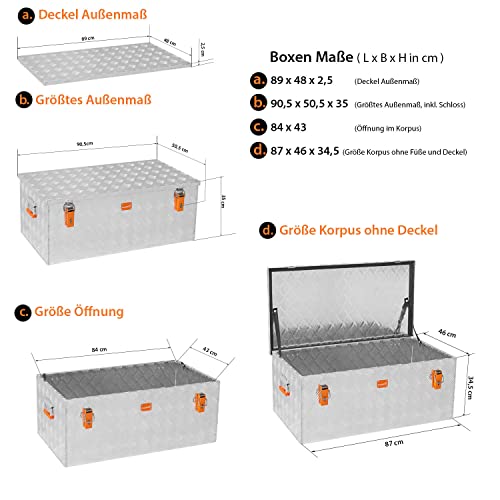 Foto von alubox Werkzeugkiste Riffelblech ABX-RL140 Aluminium 1,5mm Werkzeugkiste leicht und robust 140 Liter
