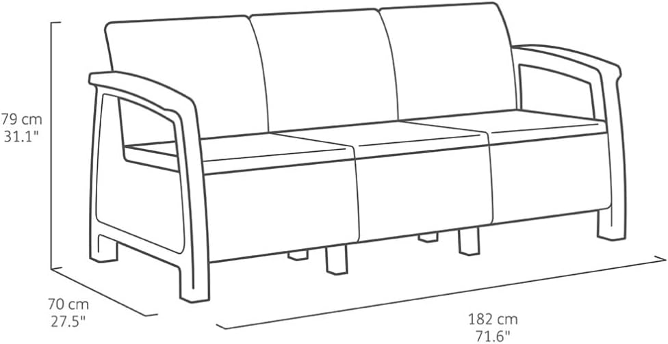 Keter - 3 Seater Garden Sofa - Corfu