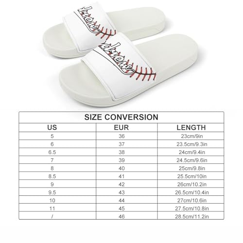 Custom Sports Slides Personalized Slippers - Baseball Sandals Quick Drying Softball Slippers Indoor Outdoor,Gifts for Men Youth Boy (White,Style 51)2