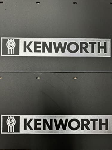Semi Truck Compatible with Kenworth Front Mud Flaps 24x14 Black Silver Logo 1Pair
