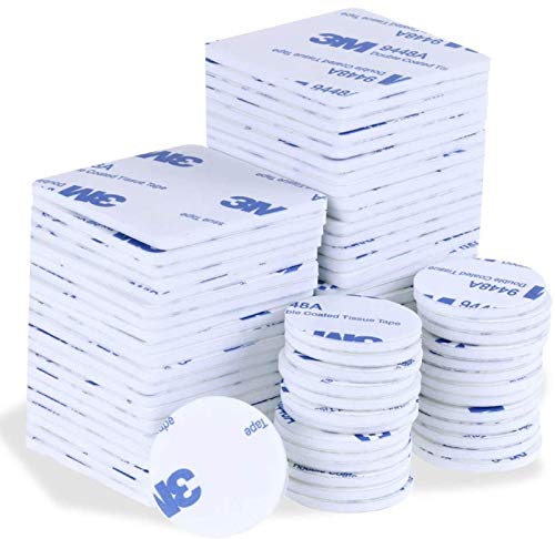 Faburo 80PCS Double Face Extra Fort, 50 Pièces Carré et 30 Pièces Ronde Autocollants Double Face Noir Bande de Mousse Forte Adhésif de Montage Adhesif Puissant Ruban Mousse Cover