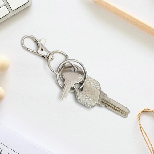 PEOUWNES Swivel Clasp Hooks, Key Chain Clip Hooks, Silver D Ring Clip Lanyard Snap Hook for Keychain Making, Purse Hardware, Lanyard Making, DIY Craft (3/4” Inside Width)