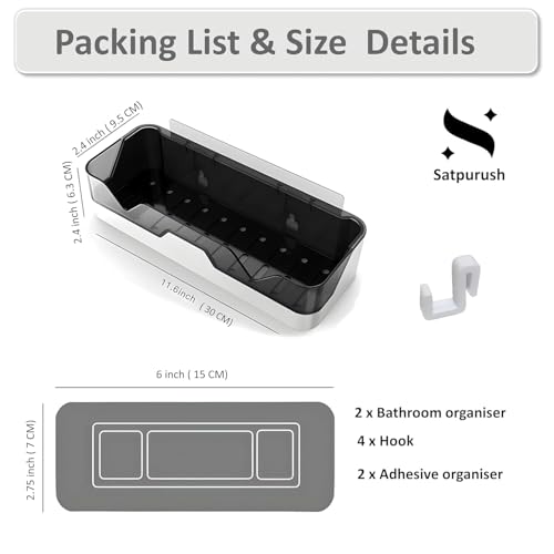 Image of BENAVJI Drill Free Corner Shelf for Bathroom Wall Bathroom Organizer Without Drill Kitchen Rack Pack of 2