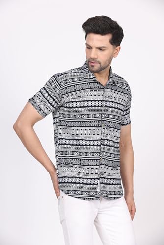 Image of CVC Fashion Men's Printed Button-Down Shirt - Aesthetic Regular Fit Half Sleeve Casual Shirt for Men, Ideal for Summer & Beach Wear