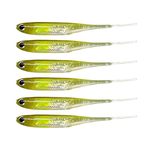 Lunkerhunt Bento Bait Fishing Lure (6 Pieces)| Each 3-Inch Emerald Shiner Color | Life-Like Saltwater and Freshwater Fish Baits, Award Winning Soft Body for Bass Trout Fishing