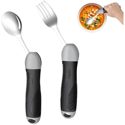 Forzaddik Comfort Grip Adaptive Utensils Spoons Forks Set,Provide Several Grasping Positions for Arthritis, Disabled People, Elderly with Limited Hand Function. Cover