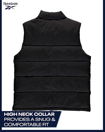 Image of Reebok Mens Puffer Vest - Full Zip Midweight Thick Insulated Sleeveless Jacket for Men - Outdoor Quilted Puffer Winter Vest