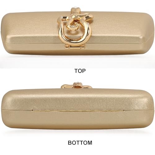 Image of Women's Formal Evening Clutch Purse Synthetic Leather with Snake Clasp, Detachable Strap for Wedding, Prom, Party