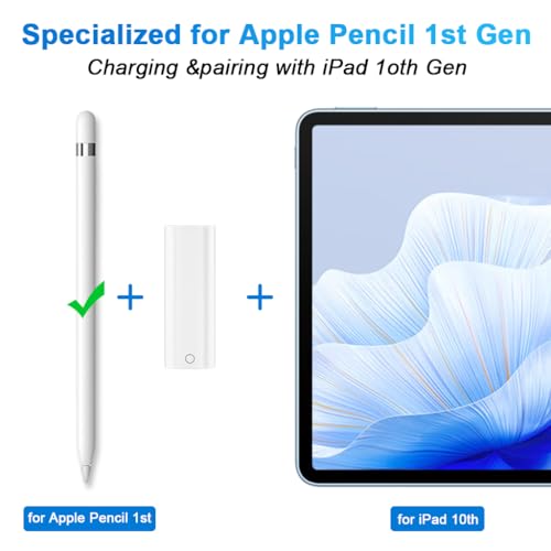 Image of ZORBES Charging Adapter for Pencil 1st Gen Type C to Light-ing Adapter, Type C Female to Light-ning Female Adapter, Support Bluetooth Connectivity, Plug and Go, with Light Indicator
