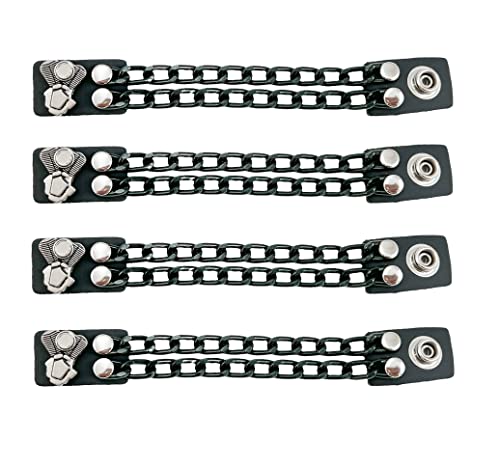 Funk Plus Motorcycle Vest Extenders Double Black Chain Regular Snap MC Jacket Made in USA (6