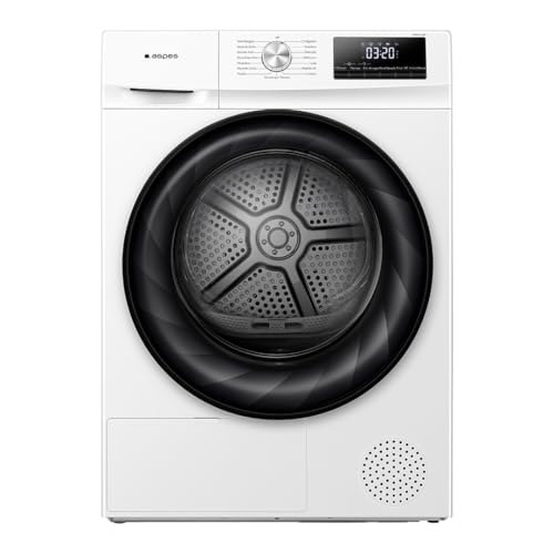 Aspes Secadora Bomba Calor 8Kg, Carga Frontal, Blanco, ASB801A2DB. 650W, 15 Programas, Función Antiarrugas, Función Antiarrugas, Tambor Waterdrop, Display LED manual, Eficiencia Energética Clase A++