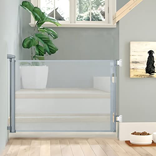 Hawthyhome Treppenschutzgitter Türschutzgitter Ausziehbar 0-140CM, Kinderschutzgitter,Schutzgitter Treppe für Babys und Haustiere Geeignet für Treppen, Türen, Terrasse (Grau-140CM