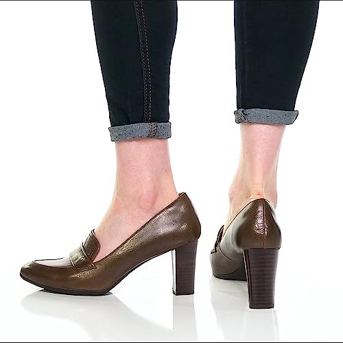 Image of MOOMMO Women Chunky Block Heel Pumps Round Closed Toe Slip On Oxford Loafers Shoes High Heels Snakeskin Work Pump Suede Loafer for Office Ladies Classic Formal Business Professional 4-13 M US