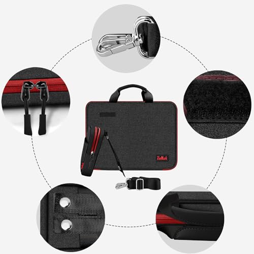 Image of Laptop Case 15.6 Inch Briefcase Military-Grade Protection with Detachable Belt Bag, Compatible All Model of 15-16 Inch MacBook Pro and Most Popular 15.6 Inch Notebooks Chromebooks (Black Red)
