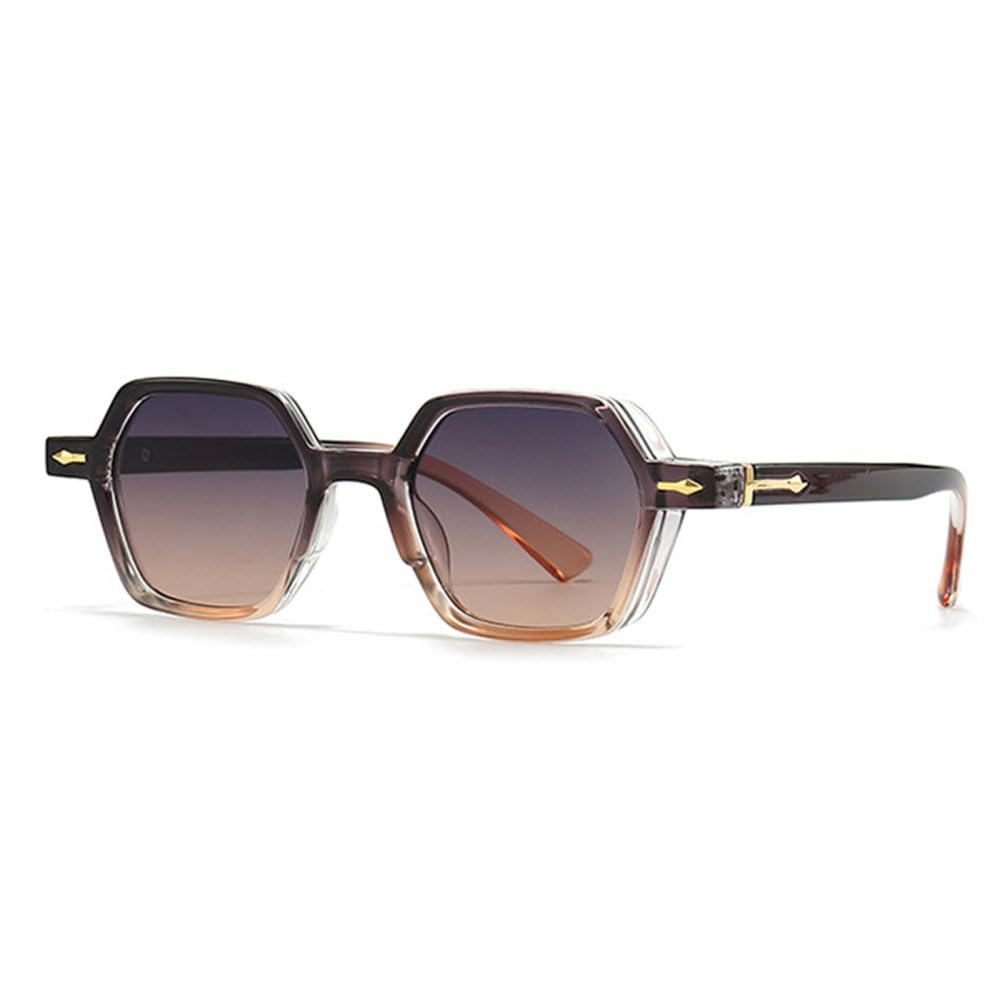 Lunettes de soleil carré polygone avec rivets décoration et verres dégradés