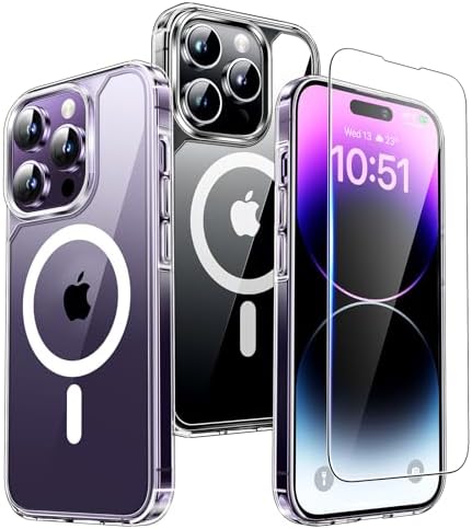 TAURI 5 in 1 for iPhone 14 Pro Max Case Clear, [Military-Grade Drop Protection] Slim Shockproof Phone Lanyard Case 6.1 inch