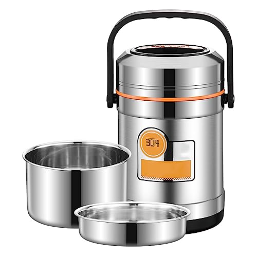 ANSNOW Contenitore per Cibi Caldi Edi, Contenitori per Pranzo Al Sacco a Bocca Larga, Impilabili, a Prova Di Perdite, in Acciaio Inossidabile, per Uomo e Donna, per Campeggio da Picnic/Argento/2,5 L