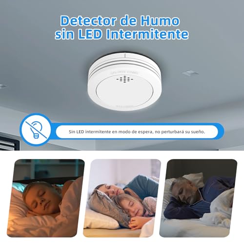 Miniatura 7 de Detector De Humo Con Soporte Magnético, 10 Años Alarma Contra Incendios En Red Con Batería Cr123a Reemplazable, Alarma De 85 Db, Silenciamiento, Advertencia De Batería Baja, 1 Unidad