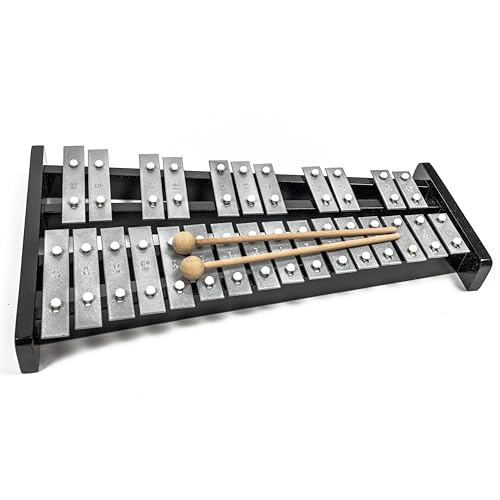 Professional Wooden Soprano Full Size Glockenspiel Xylophone with 27 Metal Keys for Adults & Kids - Includes 2 Wooden Beaters