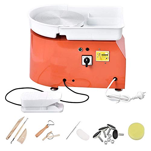 VONLUCE Tornio Per Ceramica 350W – Disco 25cm, Reversibile 300RPM, Pedale E Joystick, Per Adulti E Bambini