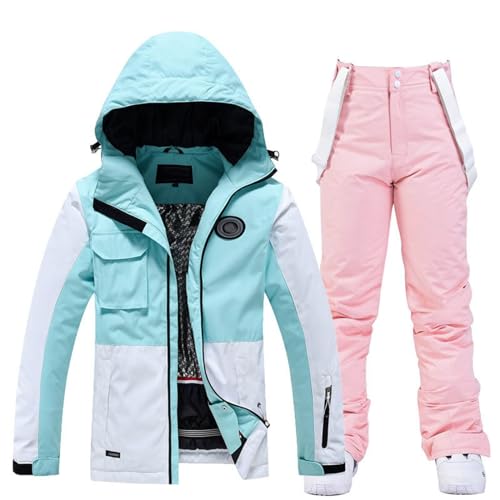Traje de nieve para mujer y hombre, resistente al agua, cortavientos, chaqueta de esquí y pantalones de esquí, juego de 2 piezas, traje de nieve, juego de esquí para senderismo, snowboard, chaqueta de