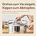 Cooler Kitchen Pastatopf aus Edelstahl mit Verschließbarem Siebdeckel – 5,5 L Großes Fassungsvermögen – Dreh- und Verriegelung für Einfaches Ablassen – Kein Sieb Erforderlich – Spülmaschinenfest