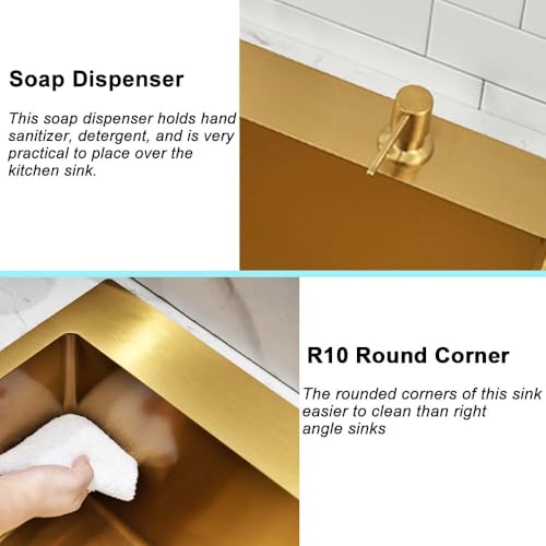 Wesliv 30x18 Inch Drop In Kitchen Sink, Gold Stainless Steel Overmount Sink by Wesliv - Used condition - Image 5