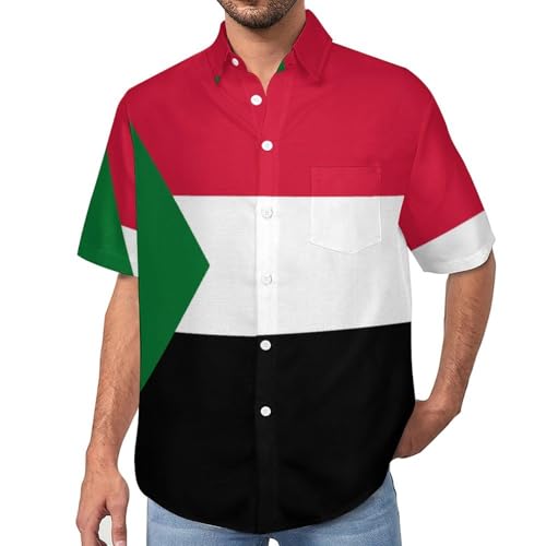 Chemise drapeau Soudan imprimé graphique et col lapel mode décontractée homme