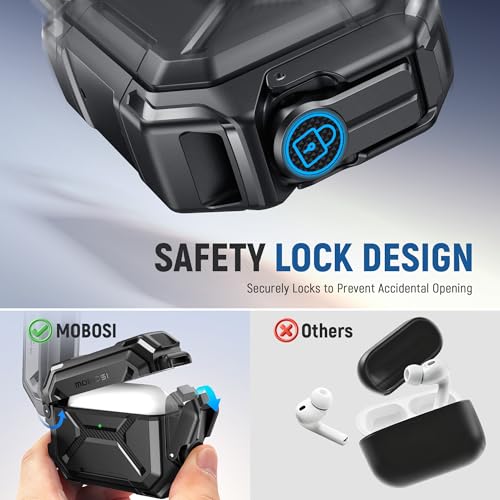 Image of MOBOSI for AirPods Pro 3 Case [IP68 Waterproof Case for iPods Pro 3&Compatible with MagSafe] Military Grade Protective Earpods Pro3 Cover with Secure Lock, Keychain & Phone Stand (2025),Black