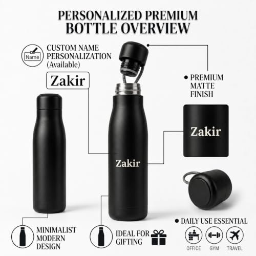 Image of Customized Stainless Steel Water Bottle With Name 500ml