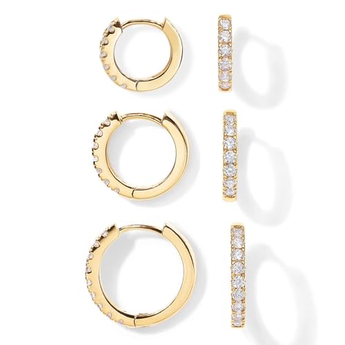 Earrings 18k Real Gold Plated Small Ear Ring Set Huggie Ring Earrings WithCartilage Perforation EarBuckle for Women and men, Small Ring Earrings 8mm, 10mm, 12mm（Rose Golden）