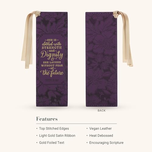 Image of Christian Art Gifts Premium Faux Leather Bookmark: Strength & Dignity