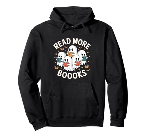 Lindo Leer más Booooooks Ghost Leer más Libros Halloween Sudadera con Capucha