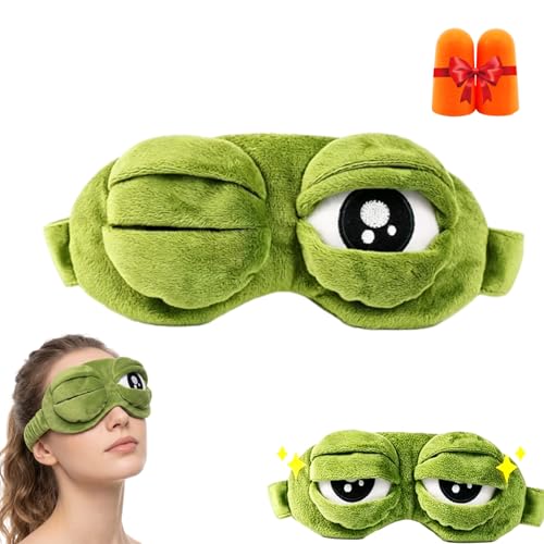 3D Frog Sleep Mask 3D Sleep Mask-Eye Masks Soft Cartoon Eyeshade Funny Cute Contoured Blackout Froganimal for Women Men (1PC)