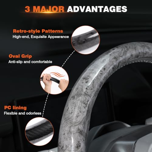 Image of Cartist Upgrade Steering Wheel Cover Universal for Car, PC Strength and PVC Leather for Steering Wheel Protector, Breathable Non-Slip Enhance Driving Experience, Open-Type Easy to Install - (Black)