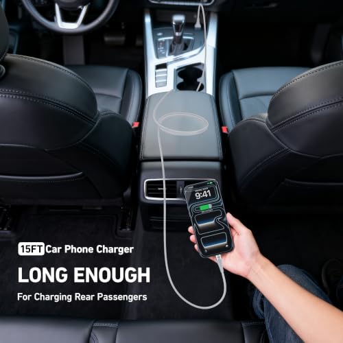 Image of Extra Long USBC Cable 15FT, Type C Cable Fast Charging Cord USB C Charger | Durable Heavy Duty Phone Charger Cable for iPhone 17 16 15, iPad Pro, Air, Mini, Samsung Galaxy S26, Z Flip 7, Pixel - Silver