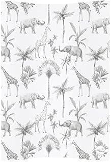 Ceba Deluxe Unisex Wedge Anti Roll Nappy Baby Changing Mat with Curved Sides - Monochrome Safari Animals, White (125863)