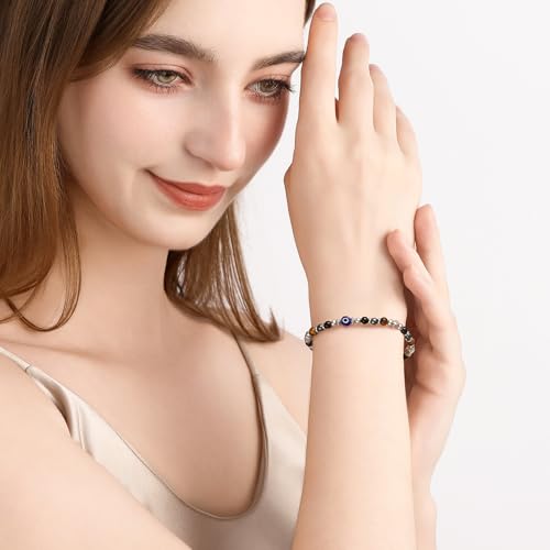 Protection Bracelet, empath protection, black obsidian Crystals and Healing Stones Bracelet for Women ，Luck ，Anxiety and Stress Clam Bracelet3