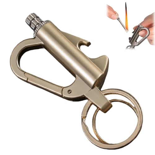Keychain Light-ers Permanent Match Keychain Light-er Waterproof Infinity Metal Match Mini Light-er Keyring for Camping and Outdoor Adventures Unlimited Emergency Keyring Light-er K/eychain(Golden)