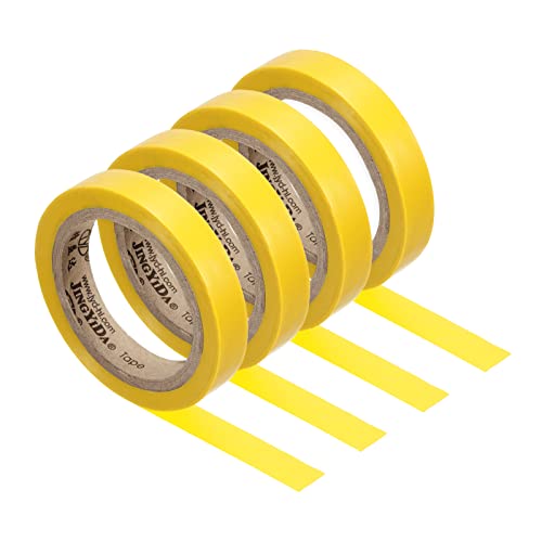 PATIKIL 26Ft Grip Finishing Tape, 4 Pack PVC Racquet Finishing Tapes Racket Accessories Sticky Seal for Tennis Badminton Yellow