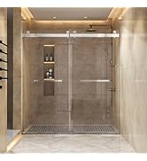 68-72 in. W x 76 in. H Double Sliding Frameless Soft-Close Shower Door with Explosion Proof Film,...