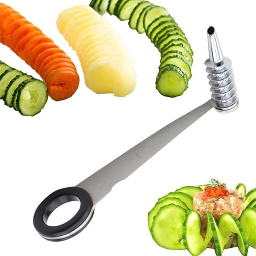 Cortador en espiral de calabacín para espaguetis, cortador de espiral de acero inoxidable de mano, cortador compacto, apto para lavavajillas, utensilios de cocina, pepinos, zanahorias, patatas
